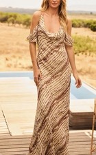 NEXT Sz 18 Friends Like These Ivory Gold Bias Cut Cowl Neck Maxi Dress