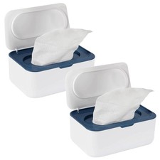 2 Pack Baby Wipes Dispenser, Case Wipe Holder Keeps 2 Blue