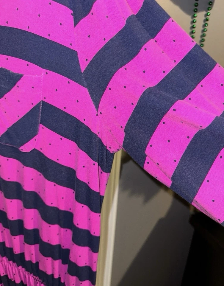 Vestido Camisa Lilly Pulitzer Beckett Rosa Listra Azul Marinho Feminino Tamanho XL - Imagem 4 de 4