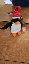 1998 TY Zero Beanie Baby Penguin With Red Santa Hat Christmas Stocking Stuffer