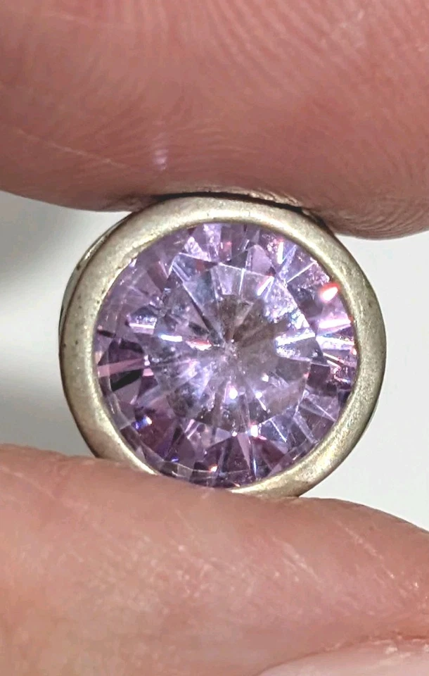 Colgante de plata de ley de 5 quilates púrpura circonita cúbica circonita cúbica circonita cúbica 12 mm con dije deslizable Foto 2 de 4