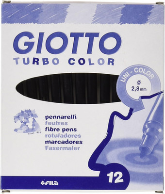GIOTTO Turbo Color - Etui mit 12 einfarbigen Feinspitzstiften, 2,8 mm, Co