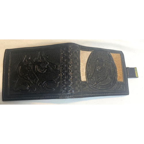 Embossed Vintage Cowhide Leather Wallet HORSES - Picture 5 of 5