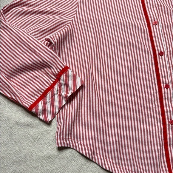 PINK Victoria’s Secret Red Candy Cane Christmas Stripe Velvet Trim Pajamas XL - Image 4 of 4