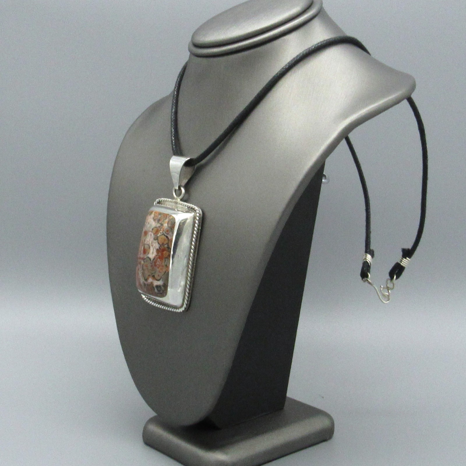 Rectangular Sterling Silver and Jasper Pendant - image 3