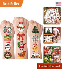 Kids Christmas Temporary Tattoos - 96 Safe, Waterproof Stickers for Holiday Joy