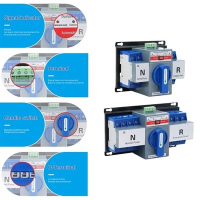 Double Power Auto Transfer Switches Manual and Auto Control Change Over Switches