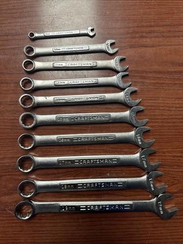 Craftsman Tool USA 10Pc 6mm-19mm Metric Combination Wrench Set 12 point VA READ!