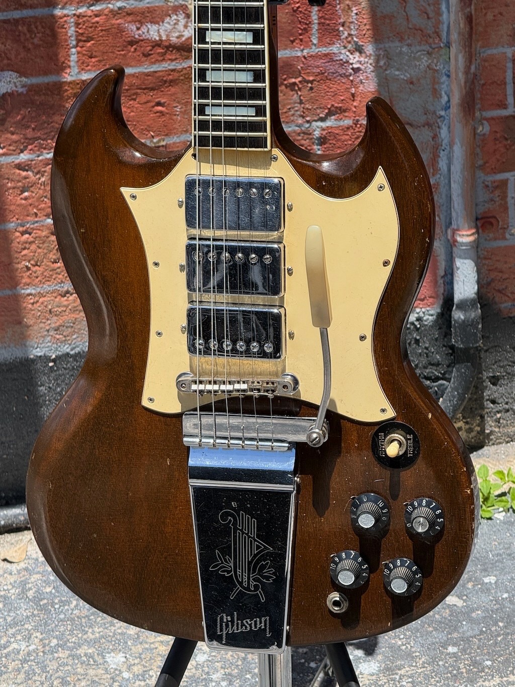 1969 Gibson SG Custom a very rare combo of Walnut finish & all Chrome Hardware.