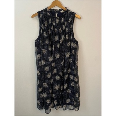 Joie Baltic Print Blue Chiffon Sleeveless Midi Dress Floral Women's Large