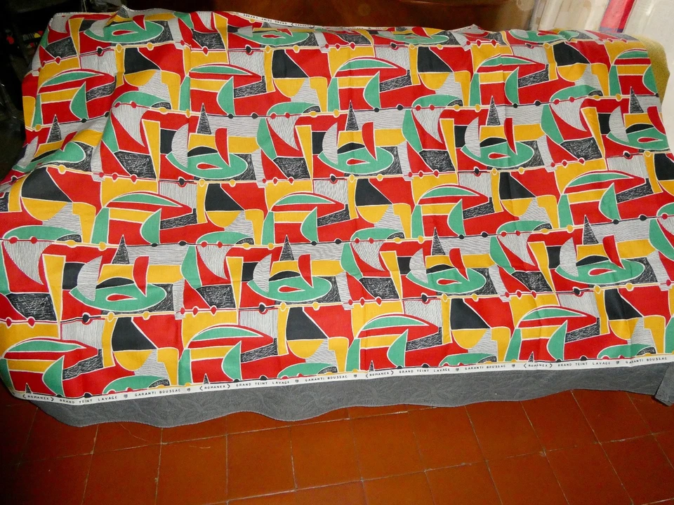 TISSUS BOUSSAC ROMANEX GRAND TEINT ANNÉES 60 RIDEAUX COUSSINS 60'S - Photo 3/4