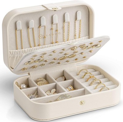 VLANDO Travel Jewelry Case for Women Girls, PU Leather Small Jewelry Boxe