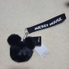 Disney Mickey Mouse Fur Keychain Black Mickey Mouse Shape