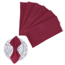 6-Pack 17" x 17" L x W Cotton Linen Fall Napkins with Fringe Wine Red