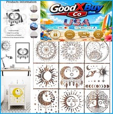 9 Pcs Large Sun Moon Mandala Stencils PET Reusable Craft Painting Templates 10