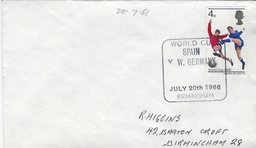 GB 1966 WORLD CUP COVER - SPAIN V W.GERMANY