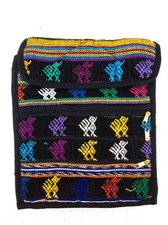 Guatemalan Hand Woven Mochila Crossbody Bag Medium Black Boho Festival New