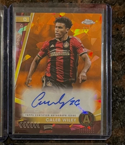 2024 Topps Chrome Sapphire MLS Caleb Wiley Orange Refractor Autogramm #'d 12/25
