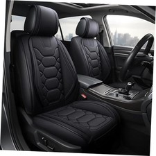 Car Seat Covers Front Seats, Sporty Honeycomb Waterproof Faux Front Pair Black