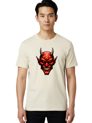 Oni-Mask-1 Mens Graphic Tee, 100% Cotton, Casual Summer Wear