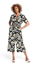 Tabitha Brown + Target Neutral Botanical Tie-Front Palazzo Jumpsuit Size XS NWT
