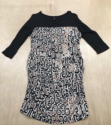 New Women's Mom & Co. Maternity Black Geometric Pullover Knit  Dress Sz XL