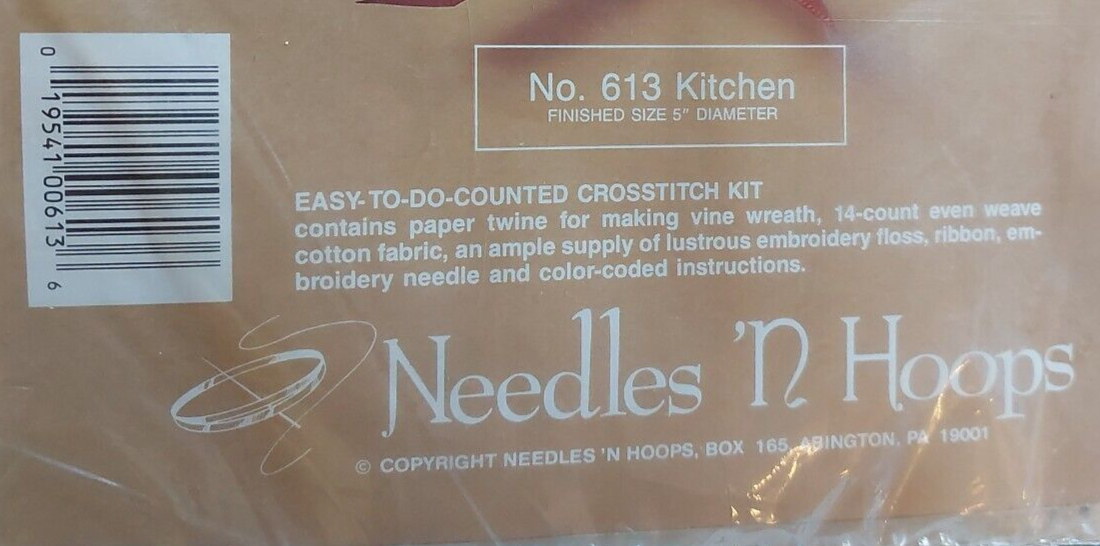 Needles N Hoops Stamped Cross Stitch No. 613 Kitchen Includes Vine