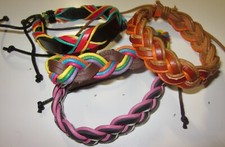 1 SET of 4 Leather Bracelets Youth Women Men Braided LEATHER Wristband Rope NEW