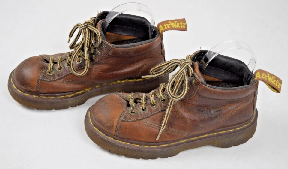 Suelas AirWair de cuero marrón vintage Doc Martens talla 5 años 80 rebotando hechas en Reino Unido Foto 3 de 4