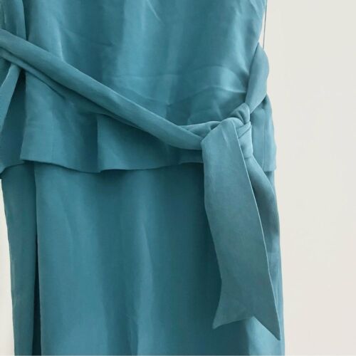 YL by Yair 100% Silk Sleeveless Tiered Maxi Dress Teal w Ribbon Semi Formal Sz 4 - Picture 5 of 9