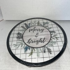 "Merry & Bright" Lazy Susan 12 Inch Serving Display Christmas, Entertaining Pine