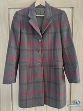 Vintage Magee Tweed Coat Blazer Size Uk 10 Red Khaki Tartan Check Wool