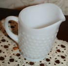 Vtg White Milk Glass Hobnail Pitcher Creamer Dashes and Dots EUC  — photo 7