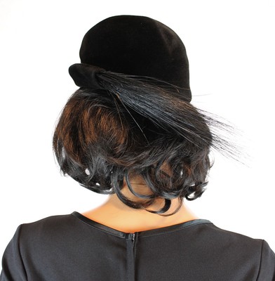 Lucila Mendez Hat Sz 22 Vintage 50s Black Fur Felt Horse  display picture 1