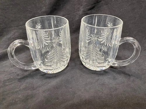 Mikasa Heavy Etched Crystal Glass Christmas Tree Drink Mug (2)