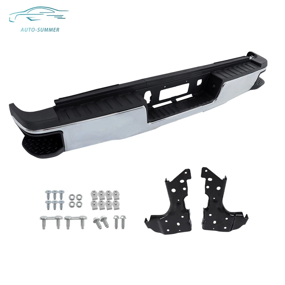 For Silverado Sierra 2500HD 3500HD 2015-2019 Steel Rear Bumper Assembly Chrome - Изображение 3 из 4