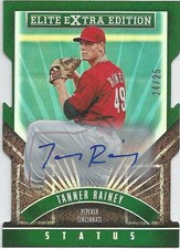 Tanner Rainey Reds 2015 Elite Extra Edition Emerald Status Die Cut Autograph 