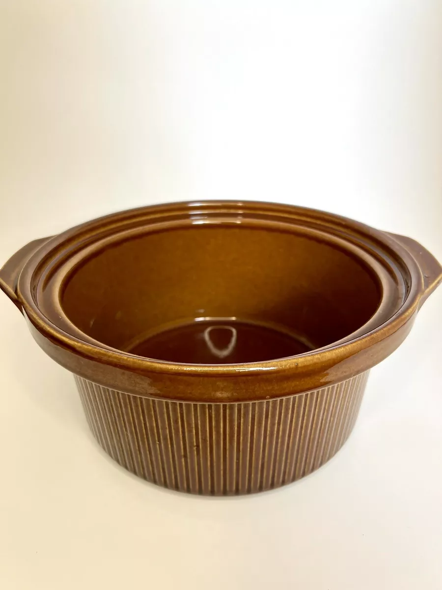Brown Rival Ceramic Vintage Crock Pot Replacement Insert Bowl Liner Plus One