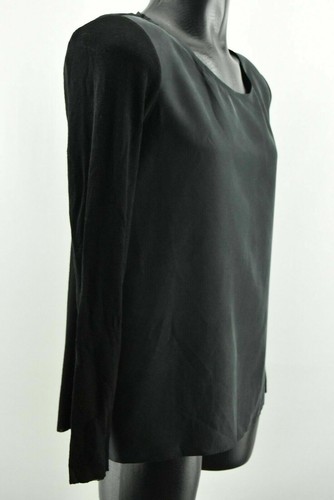 COS Womens Blouse Long Sleeve Crew Neck Black Shirt 100% Wool size 36 - Picture 2 of 10