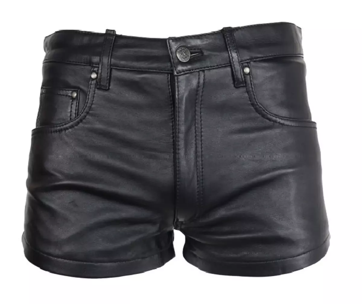 Black leather Short Nicker for Men Genuine Leather Shorts for Men Black  Cowhide