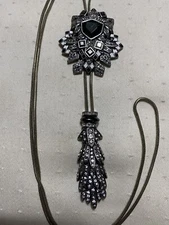 Art- Deco Chloe + Isabel Emerald Rhinestone Statement Slider Style Necklace