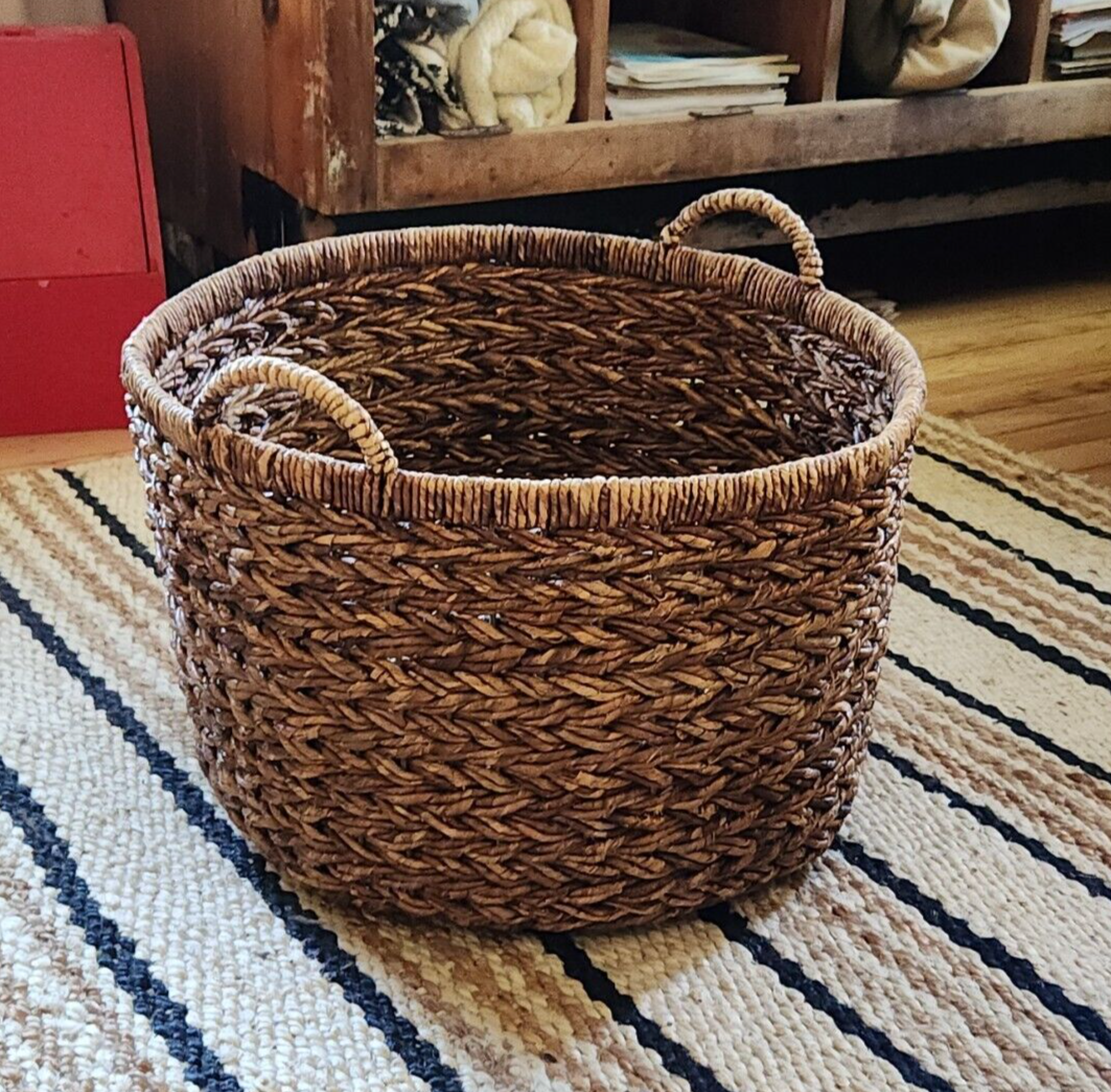 Vintage Rattan Storage Basket Brown 18
