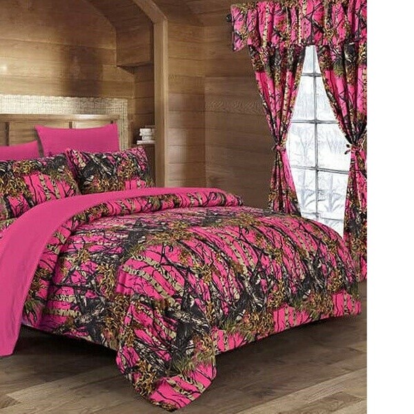 7 pc Full Size Hi Viz Hot Pink! Camo Comforter, Sheets and Pillowcases eBay