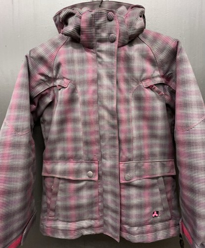 Powder Room Trilogy Jacket Women S Gray Pink Plaid Ski Snowboard Waterproof Coat - Picture 3 of 16
