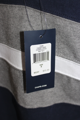 Maillot De Rugby Homme Chaps Poids Lourd - Bleu Avec Bande, Taille S, Manches Longues