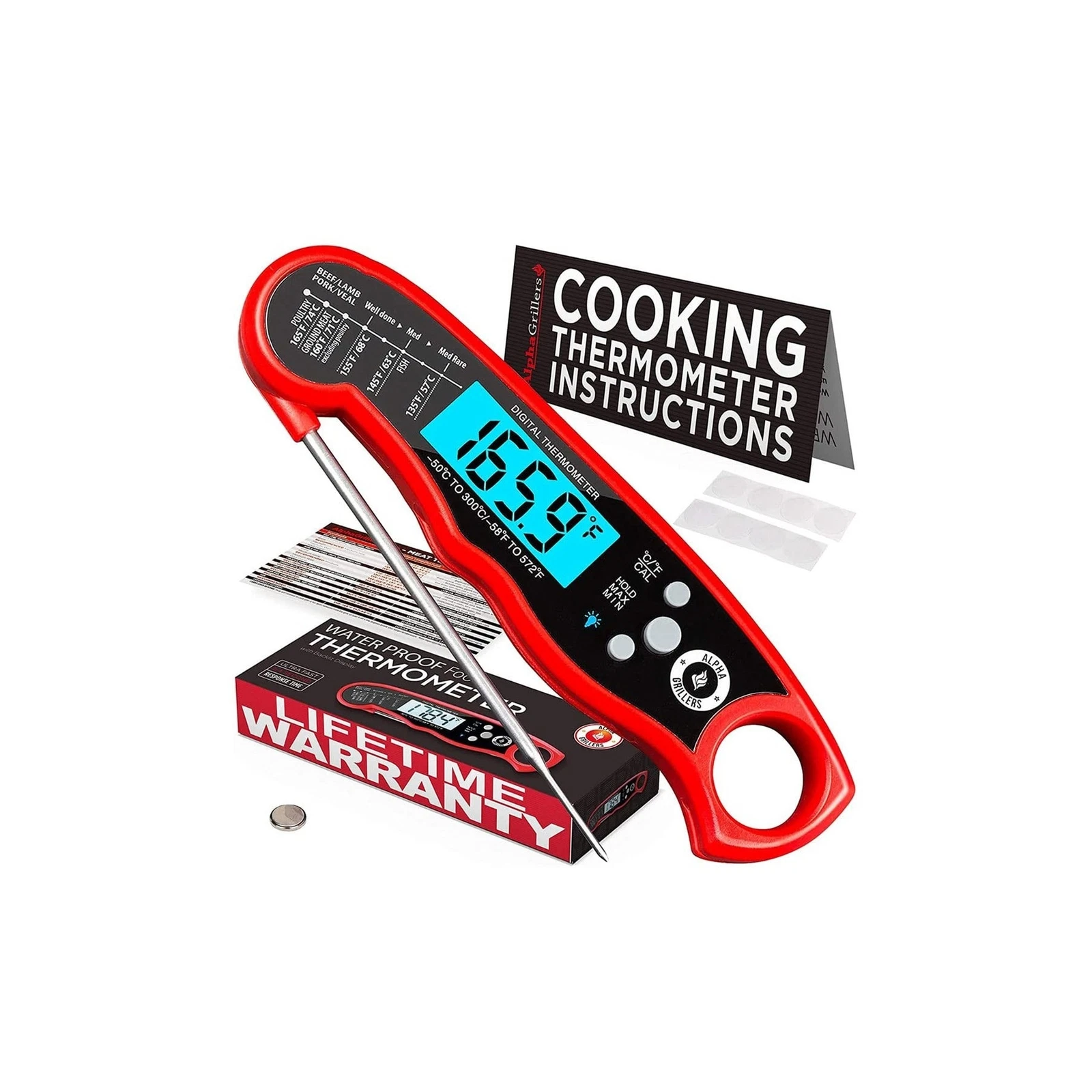 Alpha Grillers Instant Read Meat Thermometer for Grill and Cooking. Best Wate...