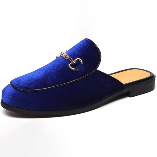 Men's Shoes Velvet Gold Buckle Slip-On Casual Slippers Indoor Outdoor Sandals - Picture 7 of 23