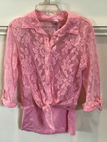Beautees Girls 2 Piece Pink Lace Top and Cami Set Size M VGUC - Bild 1 von 3