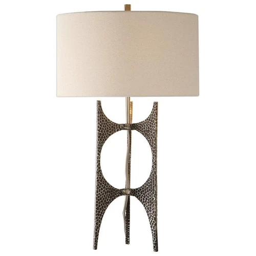 Uttermost Goldia Metal and Fabric Table Lamp in Antique Bronze and White - Picture 3 of 8