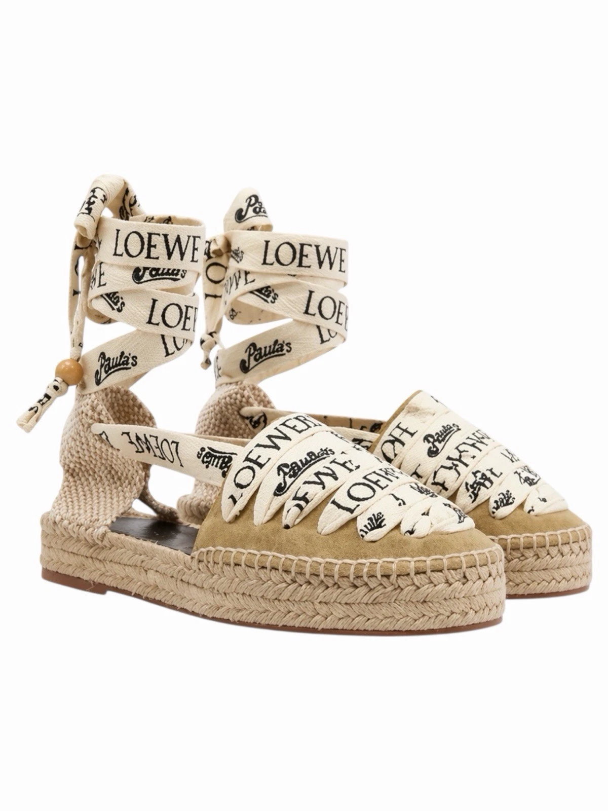 Loewe — Loewe x Paula Ibiza Suede Ankle Tie Wedge Platform Espadrille Women Size 38